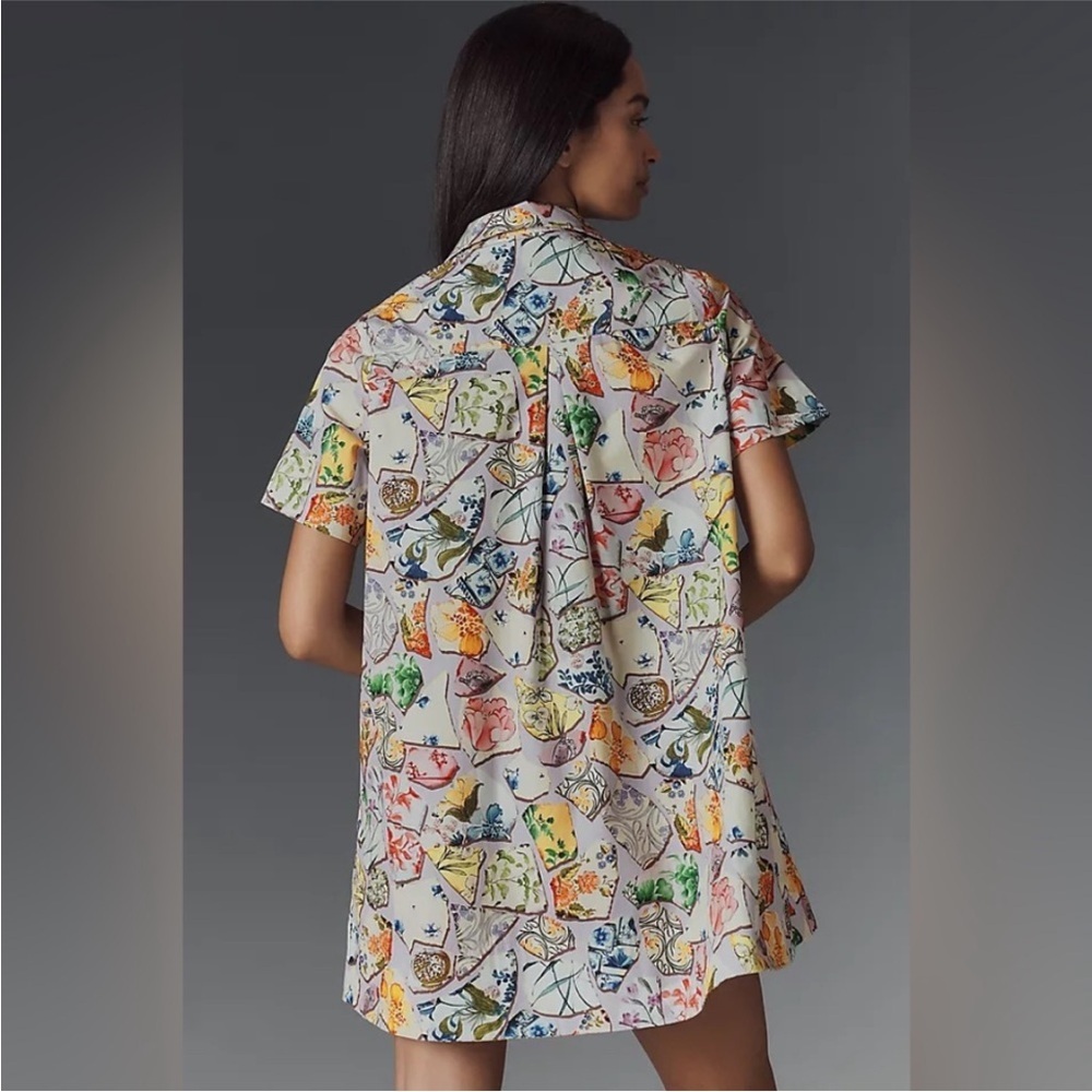 NWT! Anthropologie The Pollie Short-Sleeve Swing Tunic Mini Dress - Size XS 🤎 - Picture 3 of 9